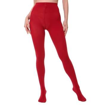 EVERSWE Women's 80 Den Soft Opaque Tights, Women's Tights (S/M, Red Dahlia)