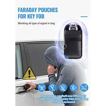 Faraday Pouch for Car Keys, Faraday Bag, Car RFID Signal Blocking Holder, Key Fob Protector, Key fob cage Block Signal Anti-Theft Fob Case (2 Pack)