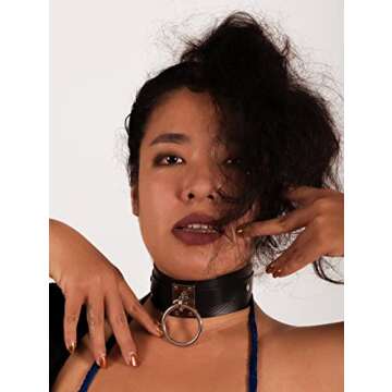 Sacina Gothic Punk Black Choker Collar - Edgy Black PU Leather Necklace for All