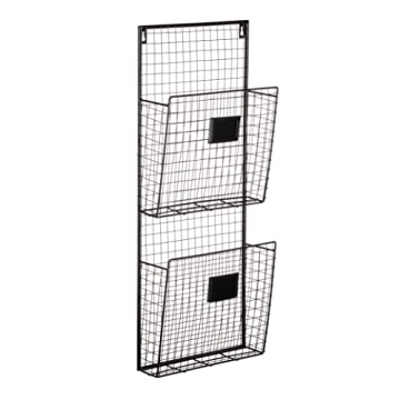 Designstyles Two Tier Wall File Holder – Durable Black Metal Rack for Easy Organization