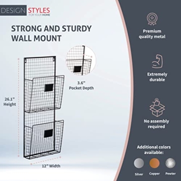 Durable Designstyles Two Tier Wall File Holder for Organization