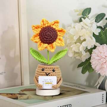 Gossby Positive Sunflower Doll Crochet Plant with Card - Appreciation Thank You for Being an Importa...