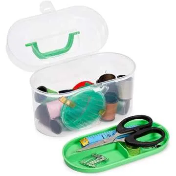 Vintage Sewing Basket Organizer with 30 Essential Tools