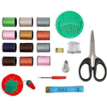 Vintage Sewing Basket Organizer with 30 Essential Tools