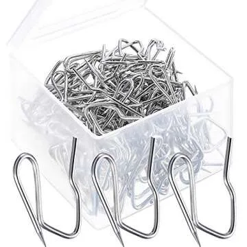 Shappy 120 Pack Drapery Hooks Pins for Curtains, Metal Pinch Pleat Hooks with Clear Box 1.2 Inch for Window Door and Shower Curtain(Silver)