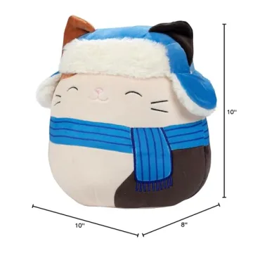 Squishmallows Original 10-Inch Cam The Cat - Official Jazwares Plush - Collectible Soft & Squishy Kitty Stuffed Animal Toy - Add to Your Squad - Gift for Kids, Girls & Boys