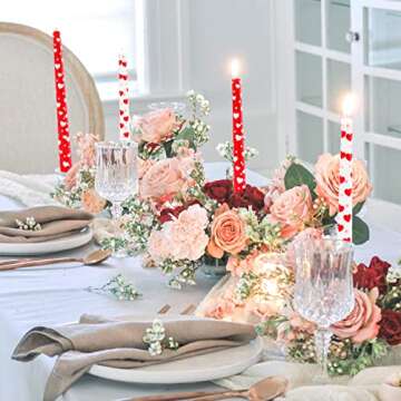 Valentine's Day Taper Candles 10 Inch Tall Set of 4 Unscented Red Heart Candlesticks Unique Valentines Day Gifts Valentine's Day Dinner Table Decorations Wedding Anniversary Décor