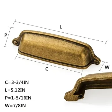 CABDM Antique Brass Cabinet Cup Pulls - 10 Pack for Kitchen