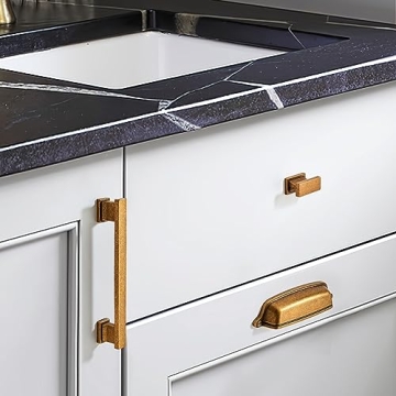 CABDM Antique Brass Cabinet Cup Pulls - 10 Pack for Kitchen