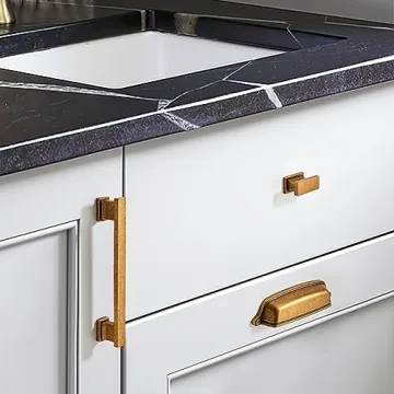 CABDM Antique Brass Cabinet Cup Pulls - 10 Pack for Kitchen