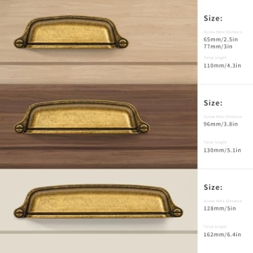 CABDM Antique Brass Cabinet Cup Pulls - 10 Pack for Kitchen