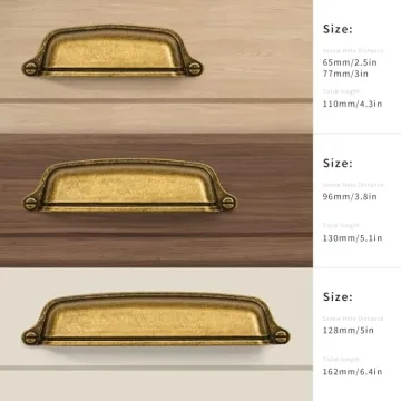 CABDM Antique Brass Cabinet Cup Pulls - 10 Pack for Kitchen