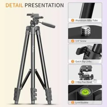 Auleda 71" Camera Tripod - Lightweight & Versatile Stand