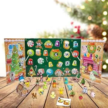 Pokémon 2024 Holiday Advent Calendar Playset for Kids - 24 Piece Christmas Gift Set - Character Figures Include Pikachu, Eevee, Charmander & More! - 16 Pokemon Toys & 8 Accessories - For Boys & Girls 4+
