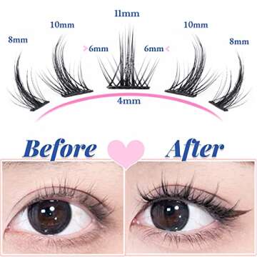 Individual Manga Lashes Natural Look False Eyelashes Anime Cosplay Mink Eye Cluster Spiky Lashes Wispy Fake Eyelashes by EYDEVRO (70 Clusters)