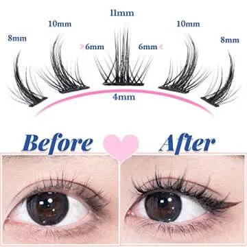 Individual Manga Lashes Natural Look False Eyelashes Anime Cosplay Mink Eye Cluster Spiky Lashes Wispy Fake Eyelashes by EYDEVRO (70 Clusters)