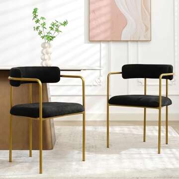 Arvasslia Boucle Dining Chairs Set of 4 with Arms - Mid Century Modern Design