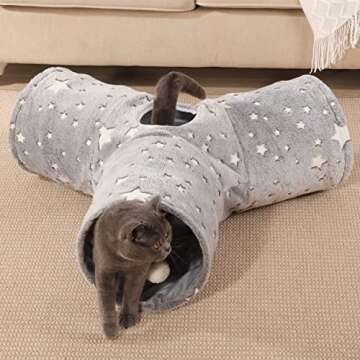 Tempcore Pet Cat Tunnel Tube Cat Toy 3 Way Collapsible, Cat Tunnels for Indoor Cats Self-Luminous Ph...