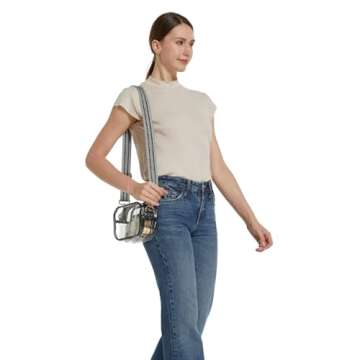 DIVCIDLC Clear Crossbody Bag Purse with Guitar Strap, Belt Clear Bag Shoulder Purse Stadium Concert ...