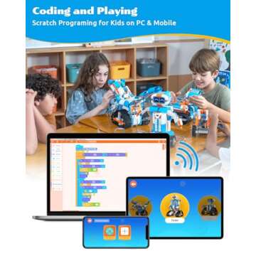 WhalesBot E7 Pro 12-in-1 STEM Coding Robot Kit for Kids 8-12, 637-Piece Building Set with Scratch Pr...