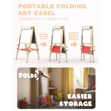 Joyooss Art Easel for Kids Easel, Kids Easel for Painting Wooden Whiteboard & Chalkboard Kids Art Ea...