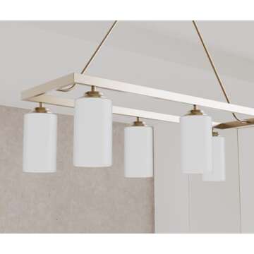 Tawson Eury 6-Light Island Chandelier Ceiling Light Fixture Modern Gold Etched Glass Shade Adjustabl...