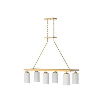 Tawson Eury 6-Light Island Chandelier Ceiling Light Fixture Modern Gold Etched Glass Shade Adjustable Height for Dining Room, Kitchen Island, Farmhouse, Retro, Rustic, Industrial, Vintage Décor.