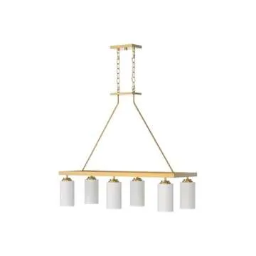Tawson Eury 6-Light Island Chandelier Ceiling Light Fixture Modern Gold Etched Glass Shade Adjustable Height for Dining Room, Kitchen Island, Farmhouse, Retro, Rustic, Industrial, Vintage Décor.