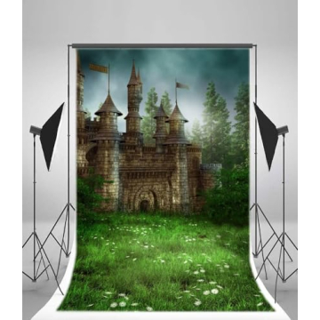 AOFOTO 4x6ft Magic Forest Vintage Medieval Castle Background Fairytale Florets Meadow Photography Backdrop Wonderland Princess Knight Prince Kid Girl Boy Artistic Portrait Photo Studio Props Wallpaper