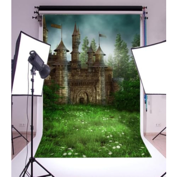AOFOTO 4x6ft Magic Forest Vintage Medieval Castle Background Fairytale Florets Meadow Photography Backdrop Wonderland Princess Knight Prince Kid Girl Boy Artistic Portrait Photo Studio Props Wallpaper