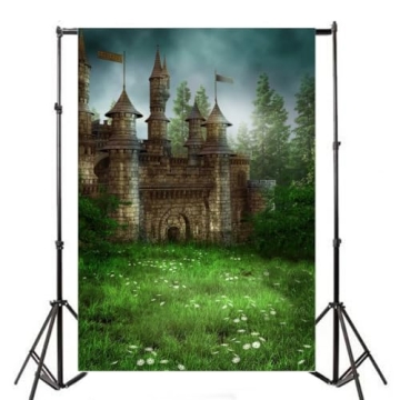 AOFOTO 4x6ft Magic Forest Vintage Medieval Castle Background Fairytale Florets Meadow Photography Backdrop Wonderland Princess Knight Prince Kid Girl Boy Artistic Portrait Photo Studio Props Wallpaper