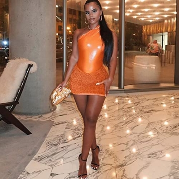 Sexy Metallic Clubwear Bodysuit & Mini Skirt Set