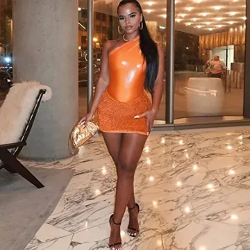 Sexy Metallic Clubwear Bodysuit & Mini Skirt Set