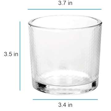 Hosley Set of 4 Chunky Hammered Pattern Glass Holders 3.5 Inch High Perfect for a DIY Project Ideal Aromatherapy Spa Weddings Parties Bridal Reiki Meditation Lantern Make Your Own Candle