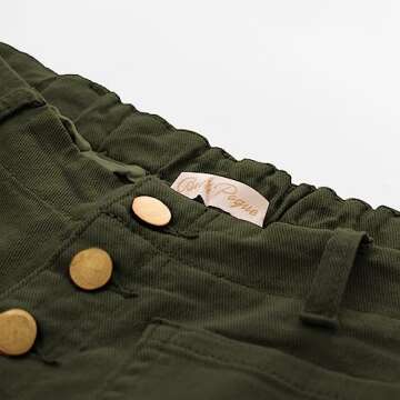 Belle Poque Women's High Waisted Stretchy Wide Leg Jeans in Green