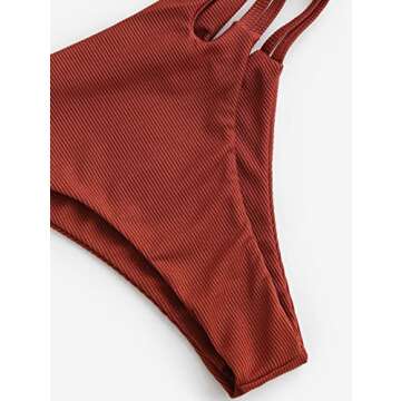 ZAFUL One Shoulder Cut Out Ribbed Bikini for Women