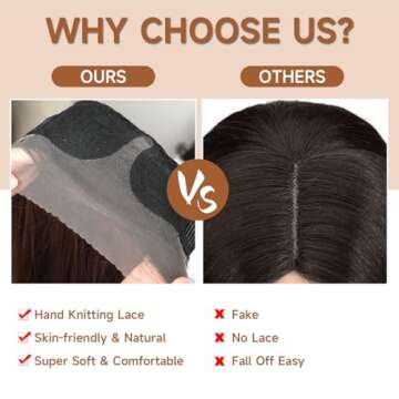 XCHJH 26 Inch Black Lace Front Wig for Women