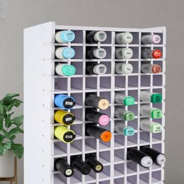 SANFURNEY Art Marker Storage Rack for 120 Markers, Watercolour Brushes Pens Color Pencils Organizer Holder for Desk