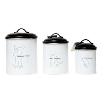 Country Living Pet Treat Storage Canister Set of 3 - 'Dogs are Magic' Design, Airtight Containers fo...