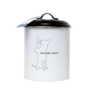 Country Living Pet Treat Storage Canister Set of 3 - 'Dogs are Magic' Design, Airtight Containers for Fresh Dog Treats, Decorative Kitchen or Dog Room Organization – (Black & White)