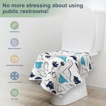 30 Pack Toilet Seat Covers Disposable, Large Waterproof Potty Covers for Toddlers, Kids, and Adults, Individually Wrapped for Travel, Toddler Potty Training for Public Restroom, Airplane, Trip