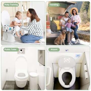 30 Pack Toilet Seat Covers Disposable, Large Waterproof Potty Covers for Toddlers, Kids, and Adults, Individually Wrapped for Travel, Toddler Potty Training for Public Restroom, Airplane, Trip