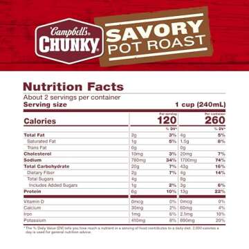 Campbell’s Chunky Soup, Savory Pot Roast Soup, 18.8 oz Can (Pack of 12)
