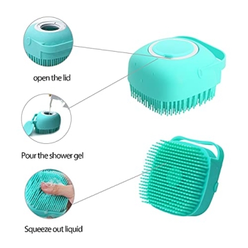 ELEGX Pet Grooming Bath Massage Brush with Dispenser