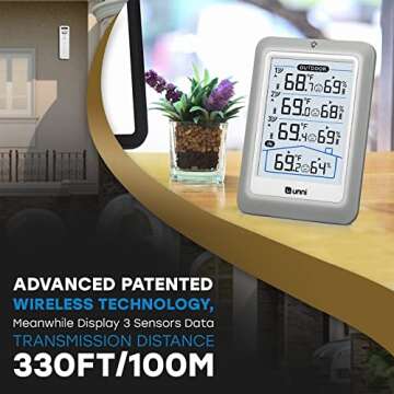 Wireless Indoor Outdoor Thermometer with 330ft Range