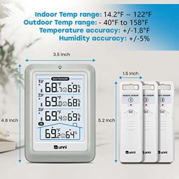 Wireless Indoor Outdoor Thermometer with 330ft Range