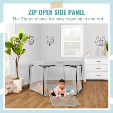 Dream On Me Onyx Playpen in Grey, Baby Playpen, Portable and Lightweight, Playpen for Babies and Tod...