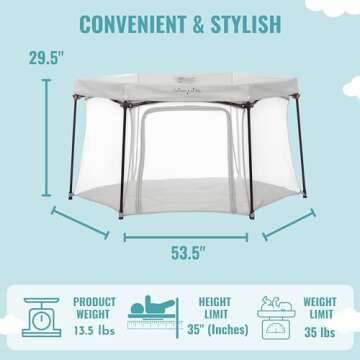 Dream On Me Onyx Playpen in Grey, Baby Playpen, Portable and Lightweight, Playpen for Babies and Toddler - Comes with a Comfortable Padded Floor