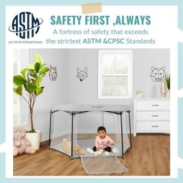 Dream On Me Onyx Playpen in Grey, Baby Playpen, Portable and Lightweight, Playpen for Babies and Toddler - Comes with a Comfortable Padded Floor
