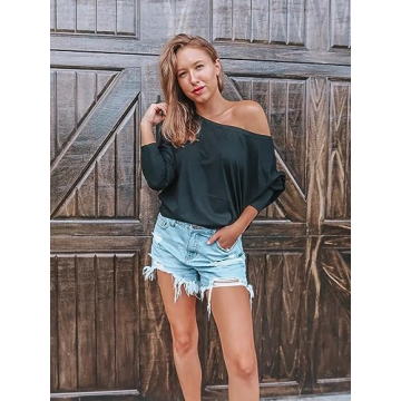 Women’s Off-Shoulder Long Sleeve Tunic Tops by Poetsky